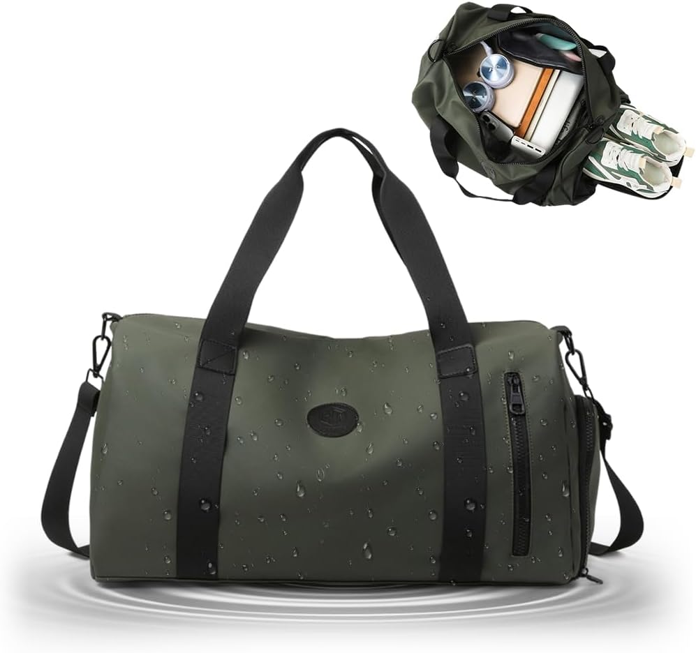 GUSTAVE® Gym Bag for Men with Footwear Compartment, Fashion Oxford Cloth Waterproof Duffle Bag Removable Shoulder Strap Travel Luggage Bag, 46x20x26cm