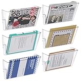 samstar 6 Pack Clear Wall File Holder, Wall Mount Acrylic File Organizer Hanging Wall Pocket Mail Magazines Organizer for Office,Home