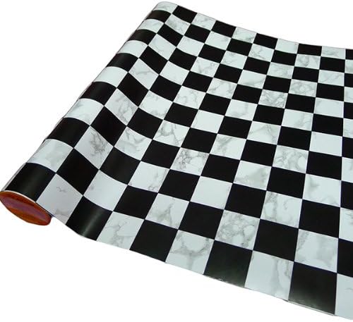 BestOfferBuy Black White Checker Removable PVC Self Adhesive Wall Contact Paper 5m 16ft