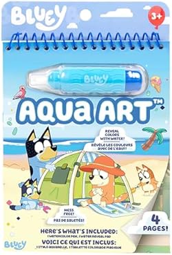 Horizon Group USA Bluey Aqua Art - Reusable Water Reveal Activity Pages With Water Pen for No-Mess Drawing and