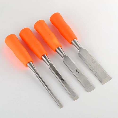 Miniatura 2 de ATE Pro. USA - Juego de 4 cinceles de madera, carpintería, hoja de borde afilado de acero CR-V tratada térmicamente, 1/4", 1/2", 3/4", cinceles de