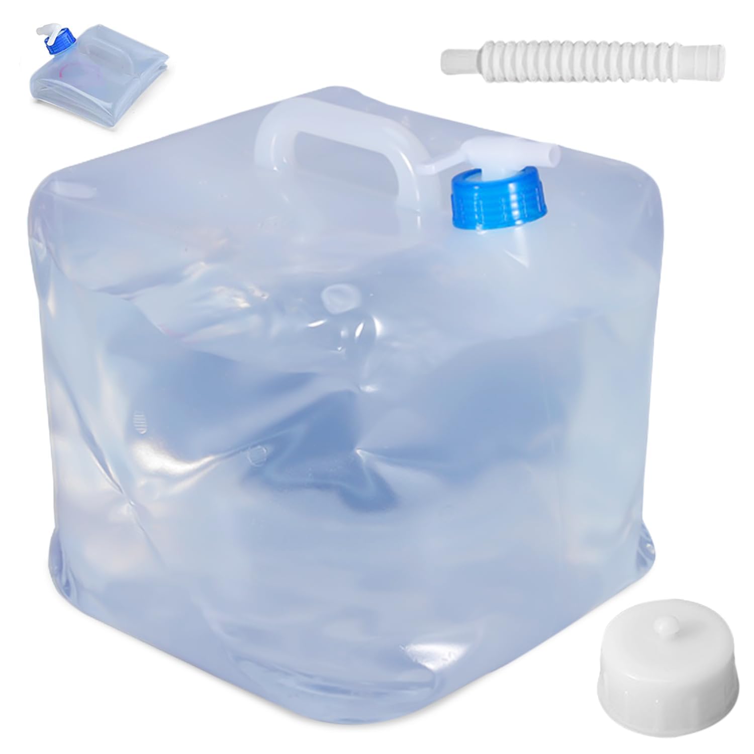 GOMETY Tanica per acqua da 15 l con rubinetto, pieghevole con rubinetto e maniglia per il trasporto, a prova di perdite, pieghevole con rubinetto, tanica per acqua da campeggio, escursionismo