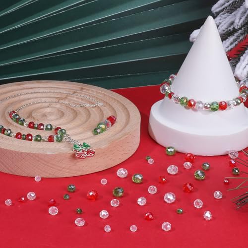 SUNNYCLUE 1 Box 1000Pcs 12 Colors Christmas Crystal Bead White Red Green Glass Beads Bulk AB Colorful Electroplate Round Gemstone Loose Spacer Bead for Bracelet jewellery Making DIY Necklace Crafting - Image 4