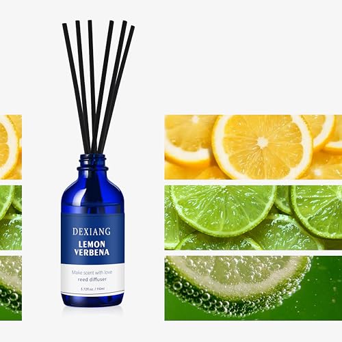  3-Pack Lemon Verbena & Clean Linen & Vanilla Cashmere Reed Diffuser Set - Elegant Blue Bottles for Home & Bathroom - Lo