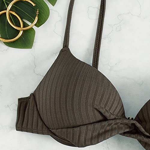 Plus Size Swimsuit For Women Piece Print Hidden Two Swim Split Women's Hollow Swimsuit Sexy Adjustable Shorts Button Brown #TOP3