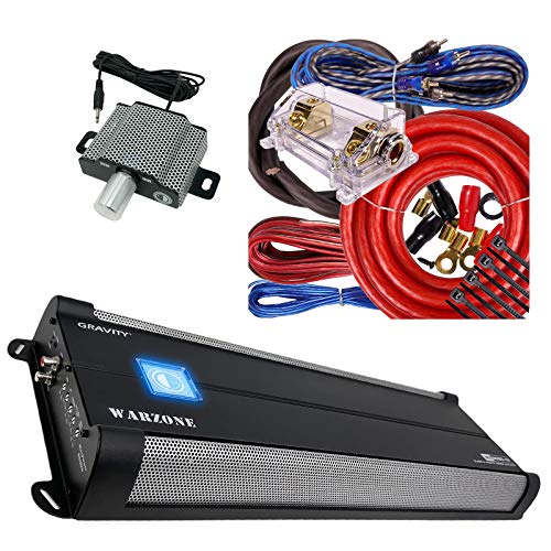 Gravity 8000.1D Class D Car Amplifier - 8000 Watts, 1 Ohm Stable, Digital, Monoblock, Mosfet Power Supply, Great for Subwoofers (2nd Generation) with 0 Gauge Kit Red Bundle