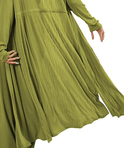 Image of 3 Piece Lounge Sets for Women Airport Travel Outfit | Long Cardigan,Tank Top ,Wide Leg Pants with Pockets,Comfy Loungewear,Casual Chic, Airplane Clothing,Vacation Matching Set