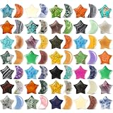 Nuenen 72 Pieces 1 inch Star and Moon Worry Stones Crystal Bulk Moon Shaped Thumb Gemstones Polished Pocket Star Palm Stones Bulk for Witchcraft Meditation Reiki Balancing Decor