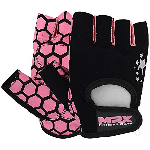 MRX Adjustable Weight Lifting Gloves Fingerless Gloves for Women, Reinforced Palm and Secure Closure, Leather Hand Protection Gear for Gym, Training and Exercise
