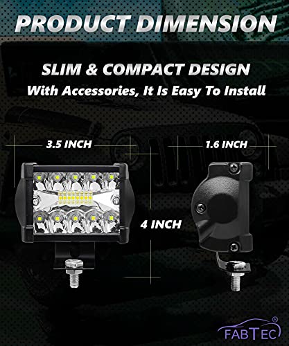Image of FABTEC 18 LED 4 Inch /10 cm Bar Light LED Fog Light for All Motorcycles /Bike /Scooty /E-Rikshaw (Set Of 2) (4 Inch,White) (6 Month Warranty)