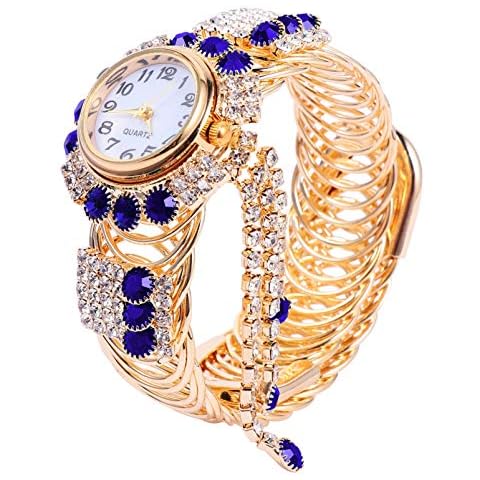Hemobllo Womens Bangle Watch, Shiny Gold Ladies Watches Bling Dress Watches with Crystal Rhinestones Diamonds Elegant Bracelet Wrist Watch for Women Cover