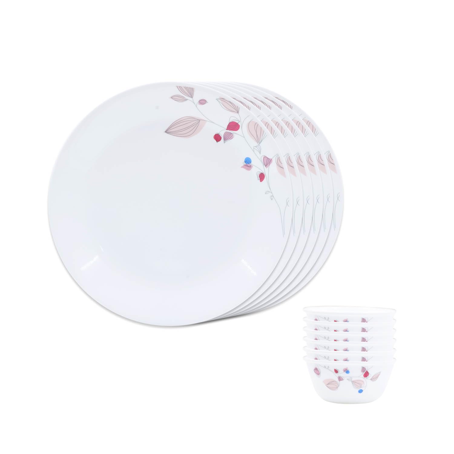 Corelle Pink Breeze1-12 Pcs Breakfast Set | for Family of 6| Break & Chip Resistant | Lightweight & Durable | Microwave & Dishwasher Safe