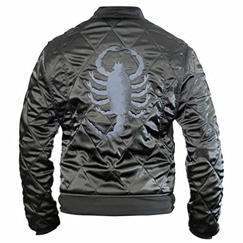 Fashions Hyped Chaqueta negra de satén para hombre, Negro, XXXXL