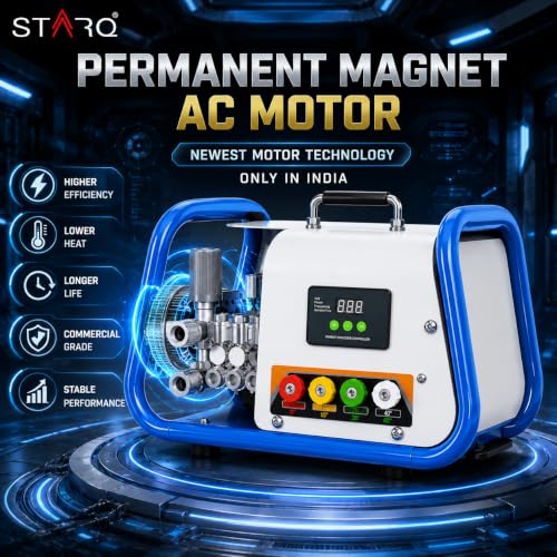 Image of STARQ STPMDC 3.6 Commercial High Pressure Washer 2700W 3.6HP PMDC Motor 230 Bar 15 LPM Digital Display 15m Steel Braided Hose with QRC 4 Nozzles for Car Bike Home Truck