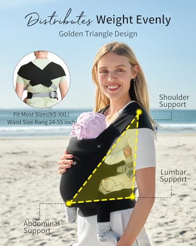 Image of GROWNSY Newborn Carrier, Ergonomic, Cozy Baby Carrier, Black