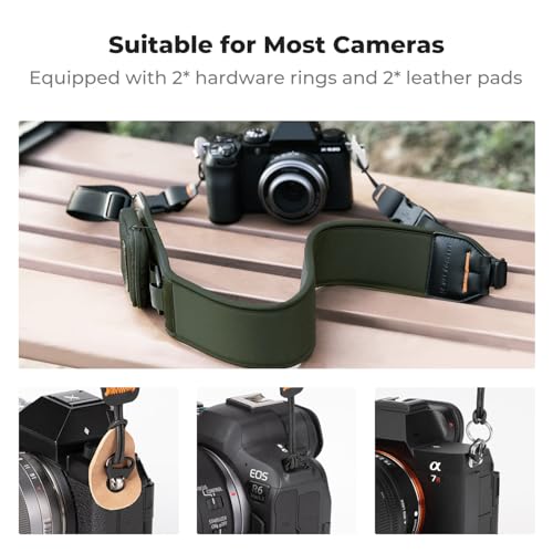 Image of K&F CONCEPT Camera Neck Strap for Photographers, Soft Neoprene Adjustable Shoulder Belt with Zipped Pockets