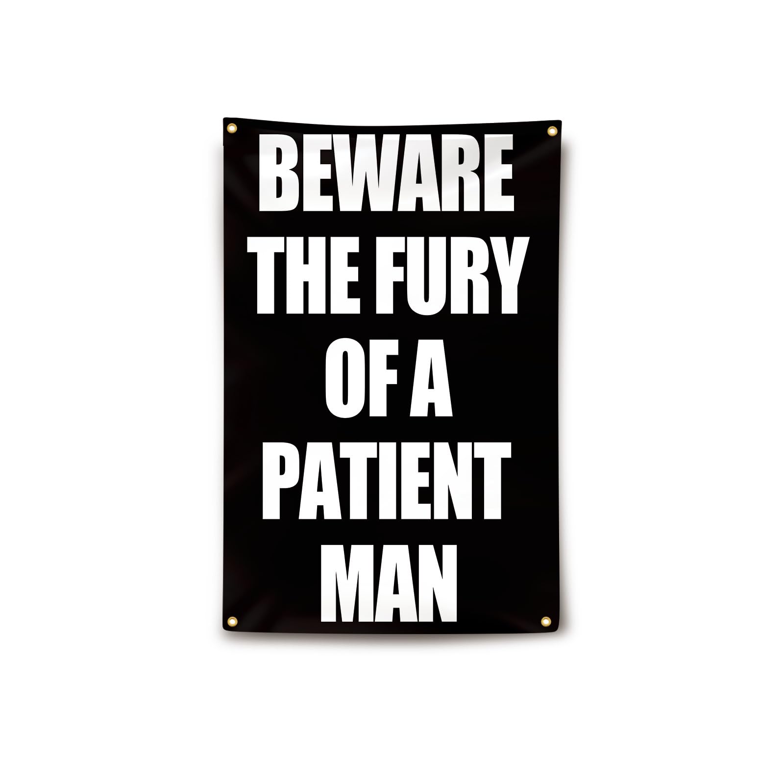 Beware The Fury of Apatient Man Flag 2x3 Feet Home Office Gym Wall Decor Fitness Lifting Flag with 4 Brass Grommets for Home Garage Gym