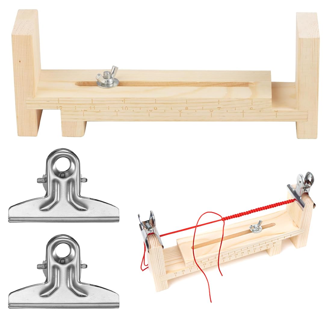 XPEX 1 Pezzi Telaio Per Braccialetti, Fabbricante Di Braccialetti Regolabile, Paracord Jig Bracelet Maker U Forma Di Legno Bracciale Jig Kit Fai Da Te Braccialetto Maglia Jig Con 2 Clips