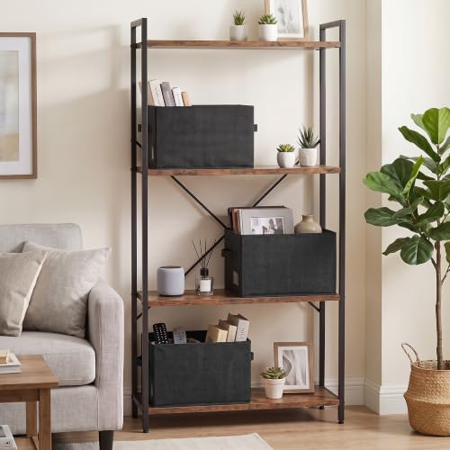 GRANNY SAYS Closet Shelf Baskets with Label, Black, Large, 3-Pack - Image 5