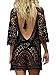 PINKMILLY Women's Bathing Suit Beach Cover up Crochet Lace Backless Bikini Swimsuit Dress Free Size Black