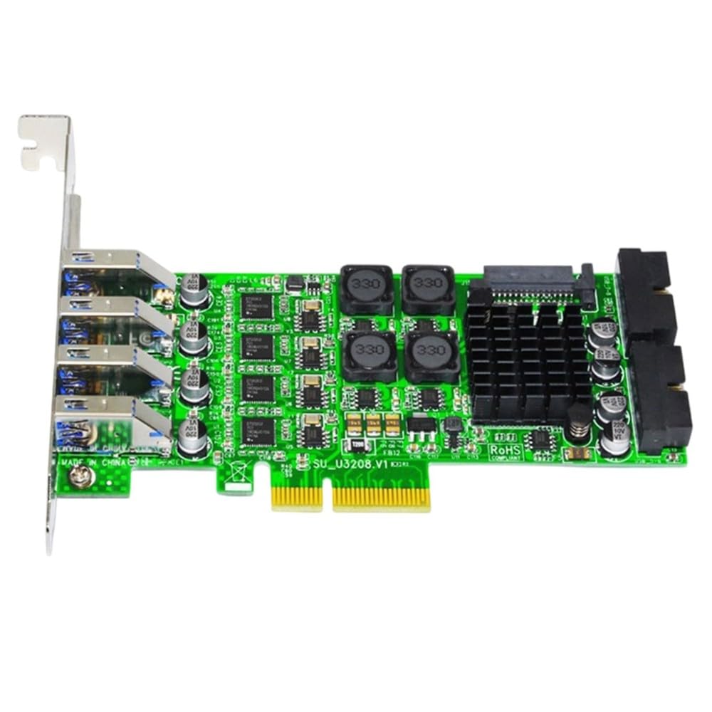 Carte adaptateur PCIe USB 3.0 avec 4 ports et deux en-têtes 19