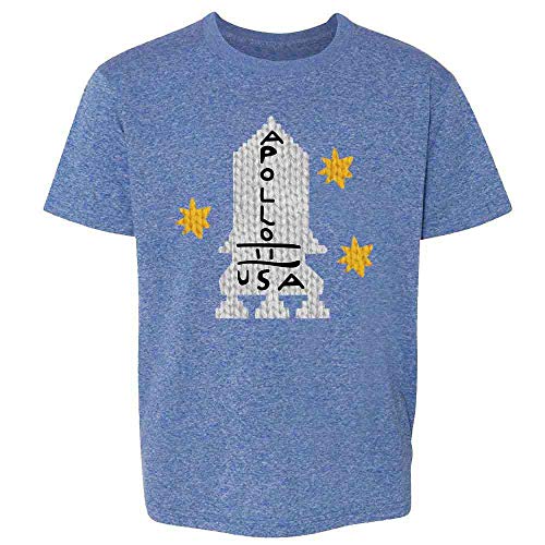 Pop Threads Apollo 11 Retro Knit Sweater Style Halloween Baby Toddler Kids Girl Boy T-Shirt Heather Royal Blue 4T
