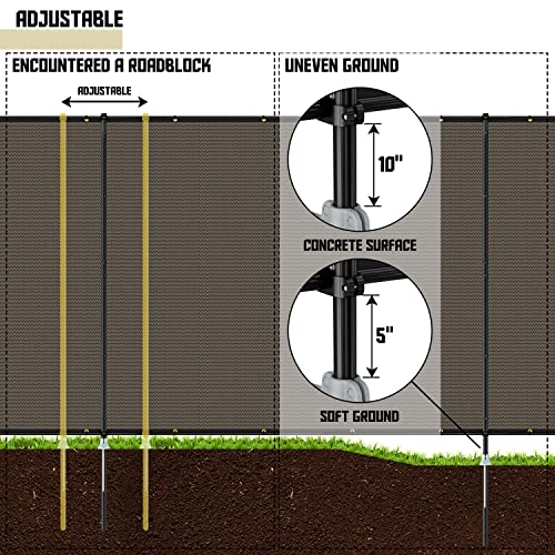 Tang Outdoor Privacy Fence With Iron Poles Ground Spikes Dog Metal Garden Privacy Fence Backyard Patio Yard Barrier Boarder Divider Brown 5'X24' #TOP3