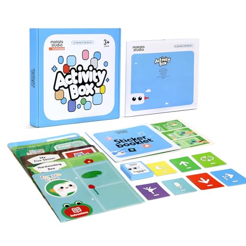 MatataStudio Activity Box, Add-on for Talebot Coding Robot with 6 Double-Sided Interactive Cards with 10 Themes, 98 Stickers, 32 Command Cards, Educational STEM Games for Kids Aged 3-5