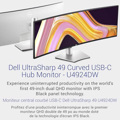 Dell UltraSharp 49 Curved USB-C Hub Monitor - U4924DW - 49-inch Dual QHD (5120 x 1440) 60Hz Display, IPS Black, 100% Rec 709, 100% sRGB, Dual 9W Speakers, 3-Years Advanced Exchange Service - Silver by Dell - Image 8