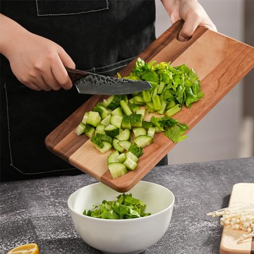 Image of CONSDAN Narrow Cutting Board for Kitchen, Small Wood Cutting Board Hardwood Chopping Board for Meat, Vegetables, Fruits, Bread, and Cheese, 14 x 7 x 10 /16 in