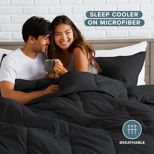 Image of Bare Home Comforter Set - Full Size - Goose Down Alternative - Ultra-Soft - Premium 1800 Series - All Season Warmth (Full, Black)