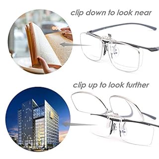 LUFF Reading Glasses Clip Magnifying Glass Portable Clips Suitable for A Variety of Glasses Anti-Blue Light Suitable for Mobile Phones/Computer Reading (1.5X)