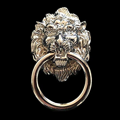 Lion Drawer Pull Lion Head Drop Cabinet Pulls Door Handles Ring Dresser Pull Knobs Drawer Knob Pulls Vintage Style Antique Brass Black Chrome Gold Bronze Pewter (Polished Chrome)