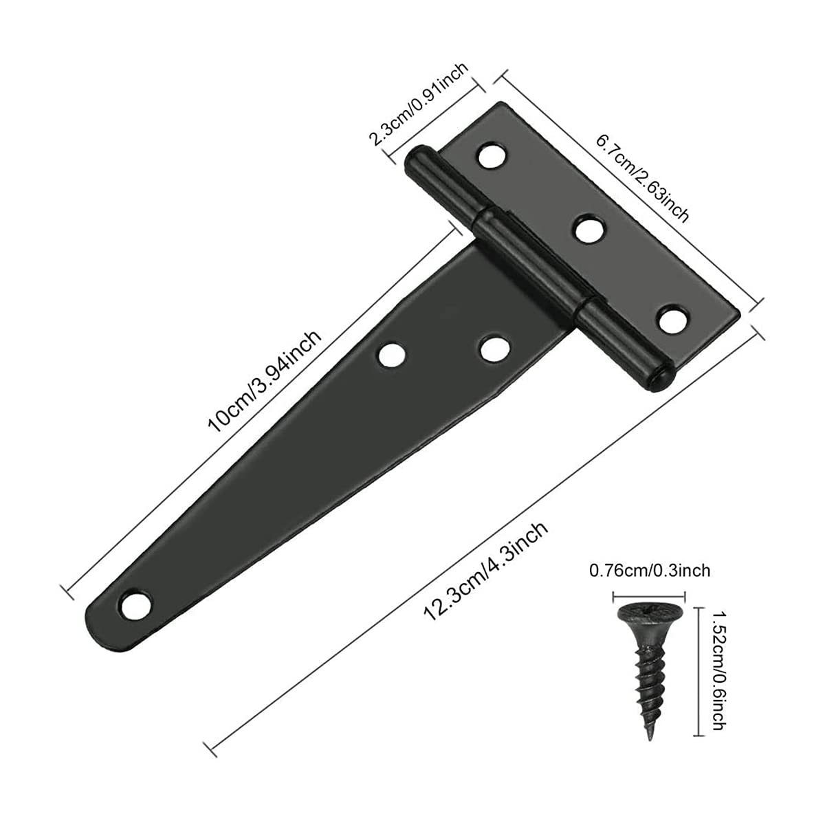 6 Cerniere A T Per Cancelli In Legno | 4 Pollici, Acciaio Inox | Con Viti Incluse