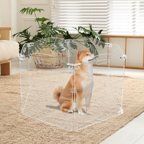 Cutora Cercadinho de acrílico para cães para casa, portão dobrável para cães, interno com alças, cer