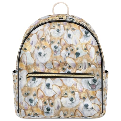 Sac à dos tendance en cuir femme motif Corgi sac à main école