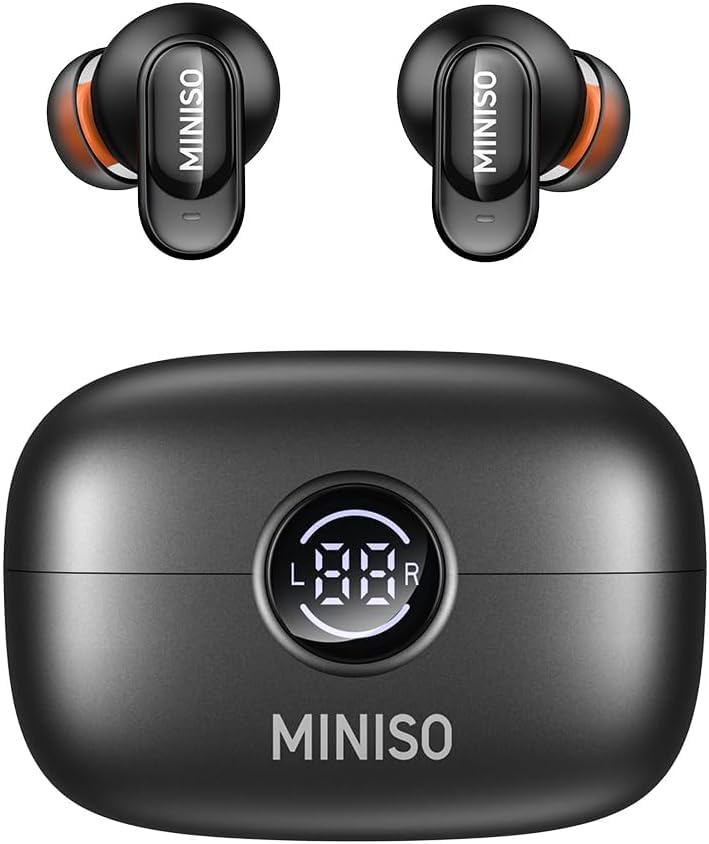 MINISO MS105 Auriculares de traducción en Tiempo Real con aplicación, 134 Idiomas, traductor de Auriculares en Tiempo Real, Auriculares Abiertos de 60H para iOS y Android, Viajes y Viajes