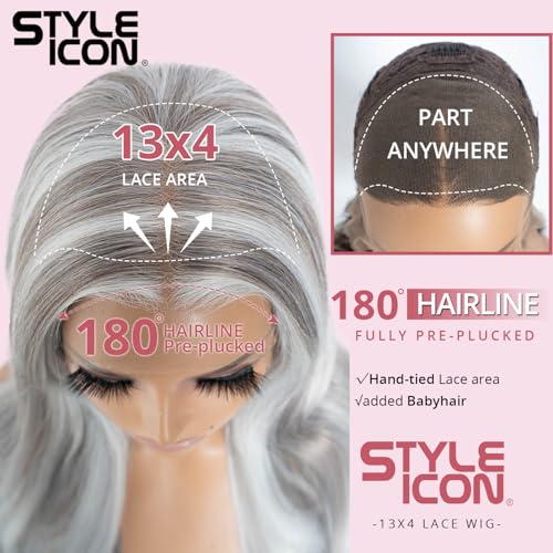 Perruque synthétique ondulée 66 cm avec dentelle frontale invisible - 6