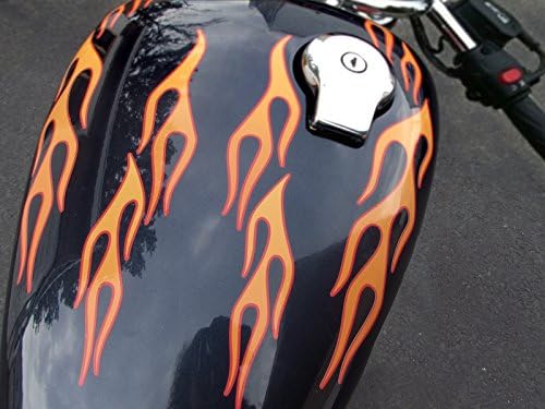 No. 28 - Tangerine with Fruitpunch Pinstripe -28pc - Old School Flame Decals for Motorcycle Tank, fenders, Helmet