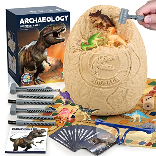 Jumbo Dino Egg Dig Kit, Dinosaur Toys for Kids 5-7, Dinosaur Eggs with 12 Dinosaurs inside, Dino Toy Outdoor Gift with Dinosaur Card, Dinosaur Egg Excavation for Kids Boys Girls Gift 6 and up year old