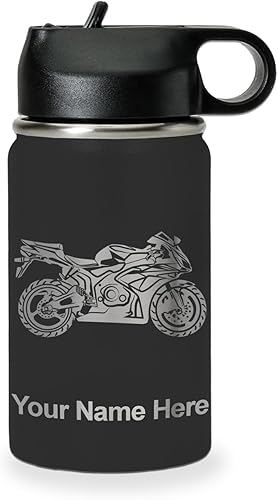 Miniatura 47 de LaserGram Botella de agua personalizada, bicicleta deportiva, acero inoxidable de doble pared aislada al vacío con popote superior, regalo grabado
