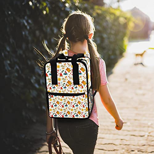 Sac à dos garçon imprimé carlin rayé bleu et blanc avec sangles modulables