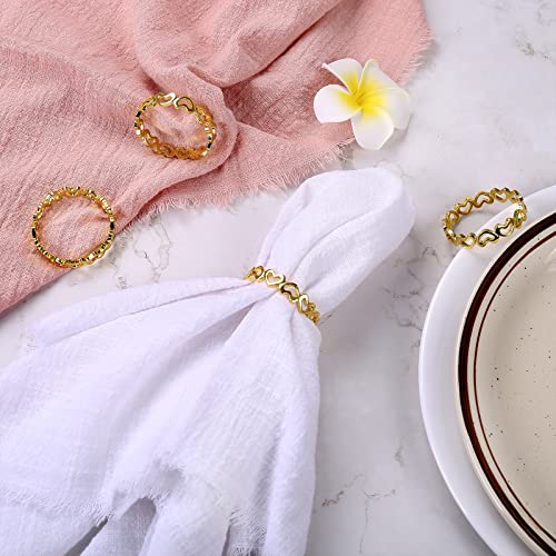 Heart Napkin Rings Set Of 6, Gold Valentine's Day Napkin Rings, Love Metal Napkin Rings Holders For Valentine's Day, Mother's Day, Wedding, Anniversary Dinners, Parties Table Decoration #TOP2