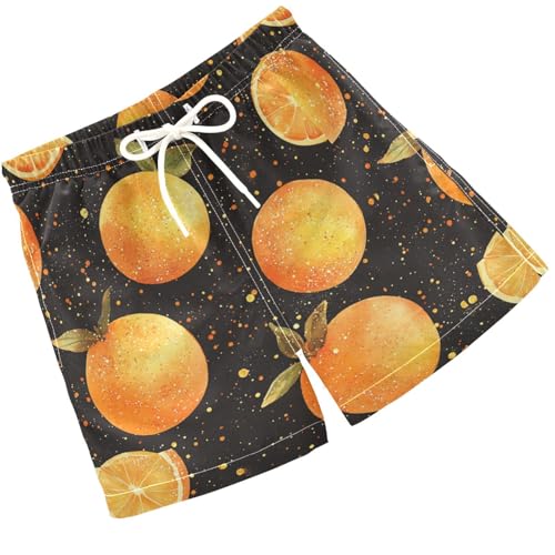 Pigsaly Boys Swim Trunks Fresh Tangerine Melon Orange Fruit Boys Board Shorts Swimsuit Swimwear Summer Bathing Suit 2T