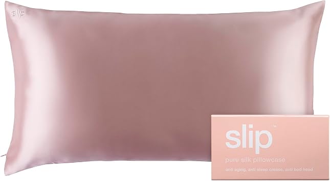 slip King Pure Silk Pillow Case - 100% Pure 22 Momme Mulberry Silk- King Size Standard Pillow Case - Anti-BedHead, Anti-Sleep Crease, Pink (20 x 36)