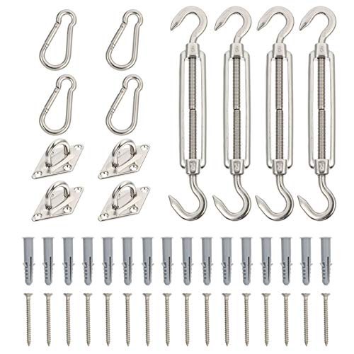 BESPORTBLE Stainless Steel Rigging Stainless Steel Sun Shade Sail Hardware Kit & Mounting Tool Awning Hook Canopy Hardware Kit Sunshade Mounting Kit Hook Tool Camping Fixed Buckle