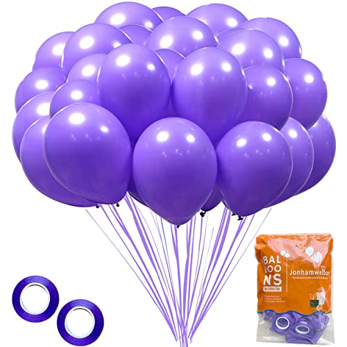 Image of Jonhamwelbor Lavender Purple Matte Latex Balloons 12 Inches 100 Pack Light Violet Wedding Baby Shower Party Decorations