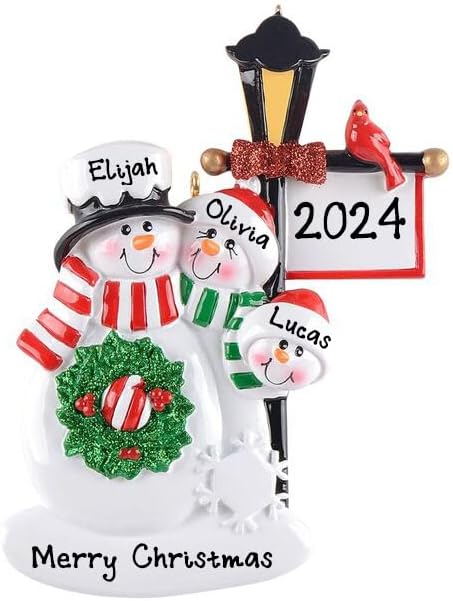Miniatura 8 de Adornos de Navidad personalizados para la familia de muñeco de nieve 2023, poste de lámpara familiar, muñeco de nieve para pareja, Navidad con