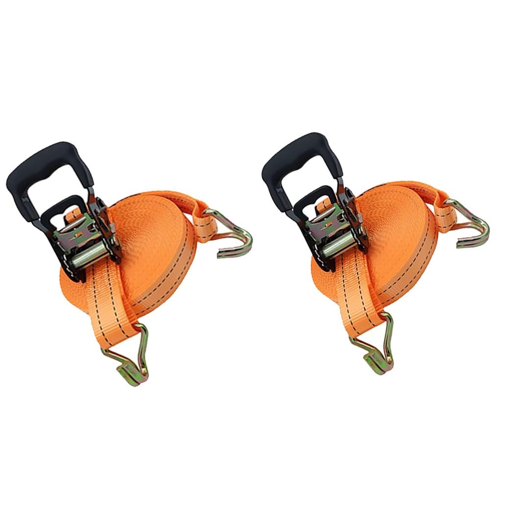 Paquete De 2 Correas De Trinquete De Resistentes De, Correas De Amarre con Doble Gancho En J, Resistencia A La Rotura De, Correas De Trinquete De Carga para Camión(L 8m/315in)
