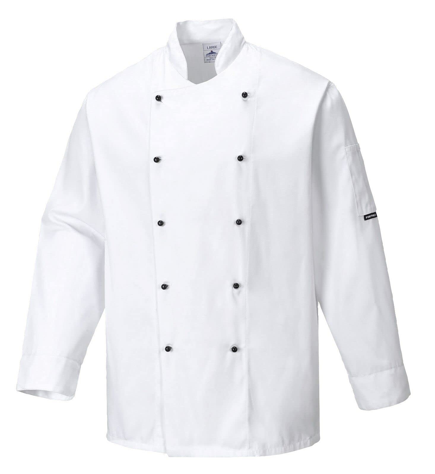 Portwest Somerset Chefs Jacket L/S, Size: M, Colour: White, C834WHRM